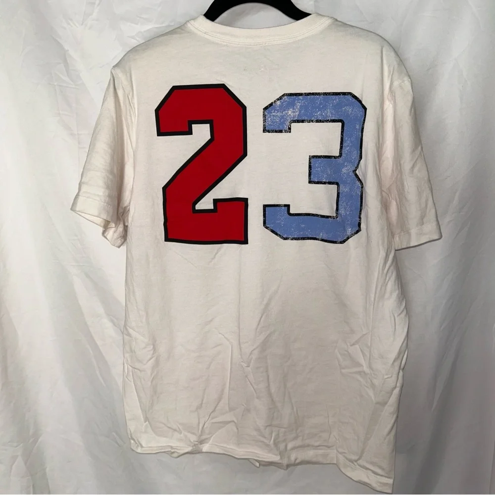 Jordan Shirt Air Jordan UNC Blue And Chicago Red Short Sleeve White Top Men’s L